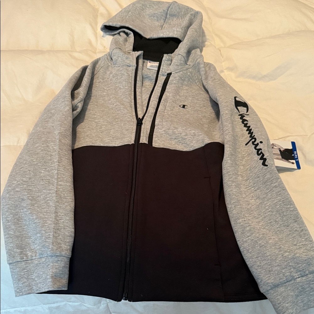Champion Two-Tone Gray and Black Hoodie
